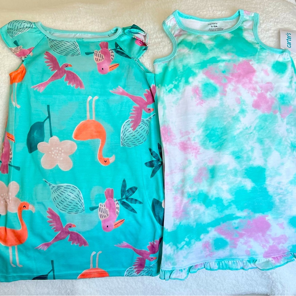 Carter’s toddler girl pajama nightgown size 2-3t teal/purple